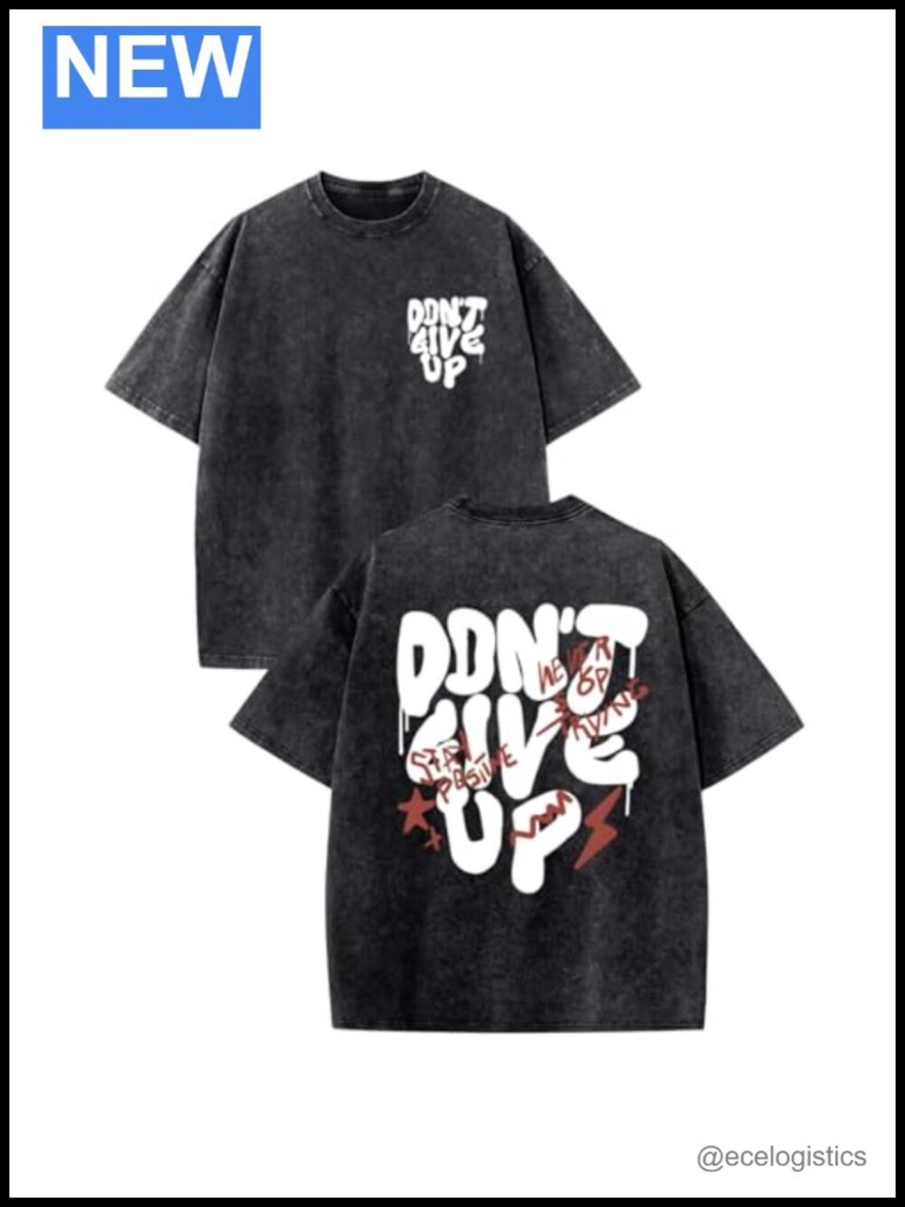 Oversized Graphic Tee Men Vintage Acid Wash T-Shirt Cotton Streetwear